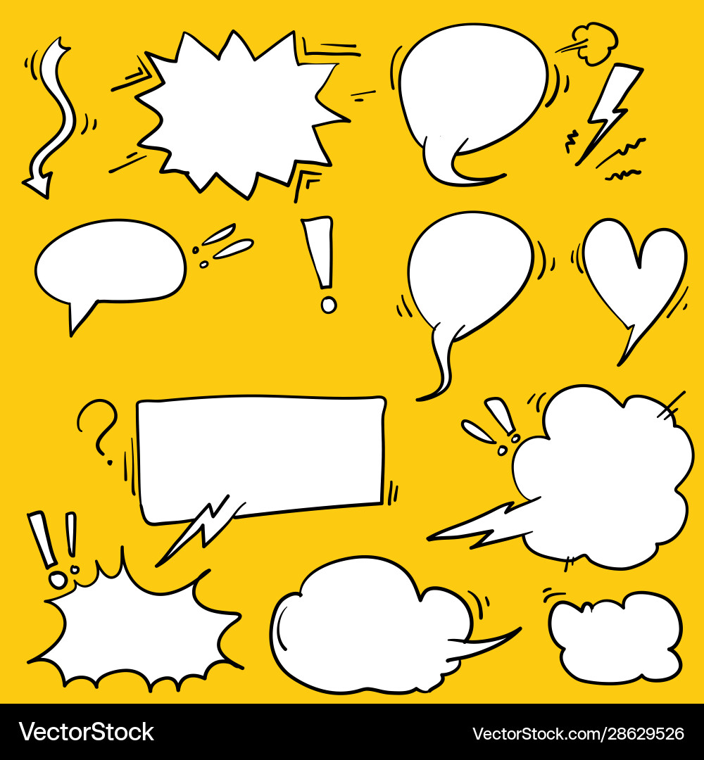Set hand drawn speech bubbles with dialog Set hand drawn speech bubbles with dialog vector image