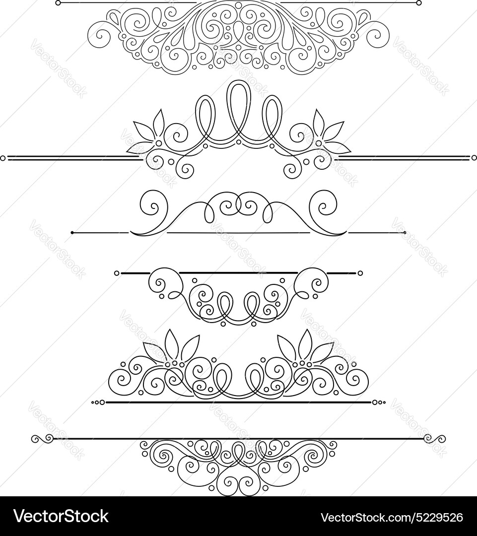 Set of calligraphic design elements and page Vector Image