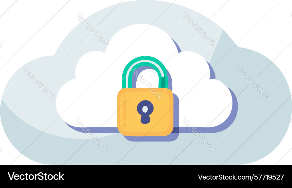 Cloud security lock icon secure computing vector image