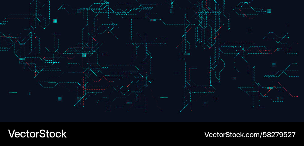 Cyber Network Grid - Tech Lines Vector Image