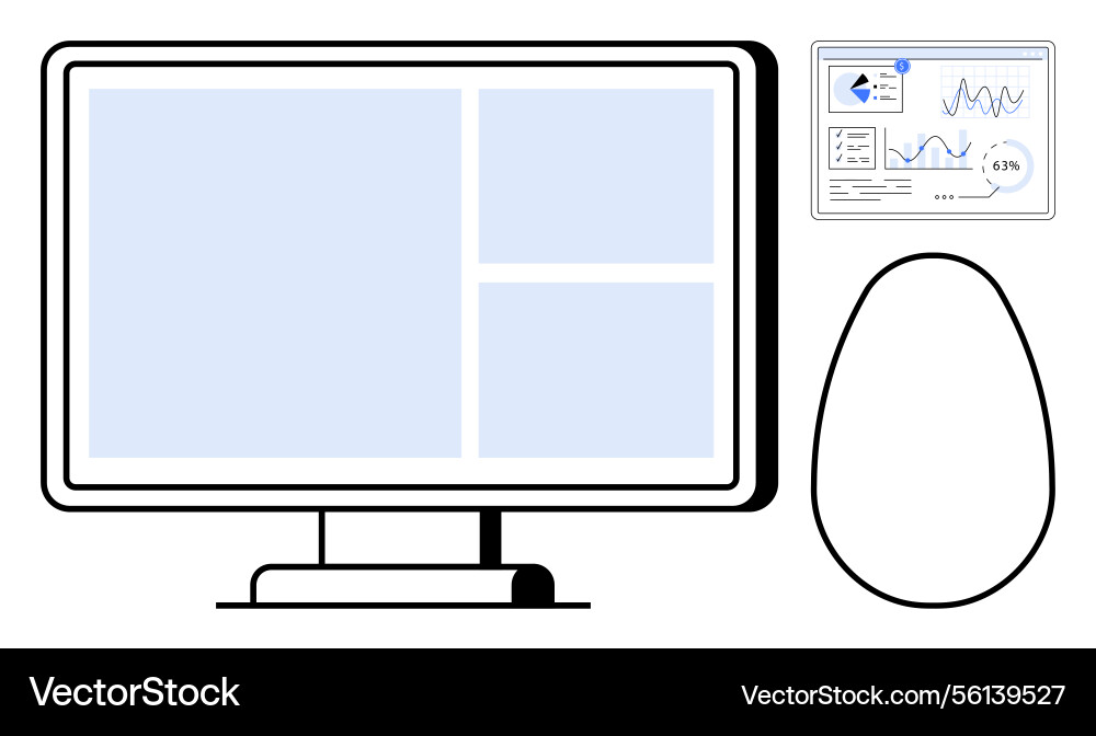 Digital workspace dashboard with data analytics vector image