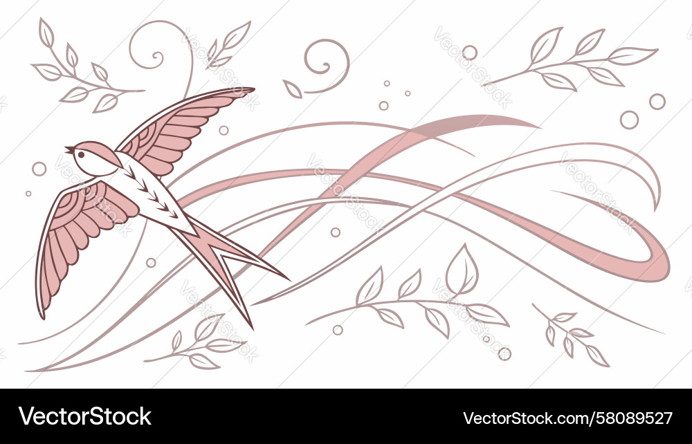 Dynamic Bird Flight with Swirls Vector Image