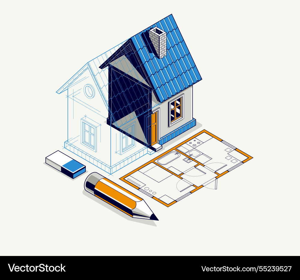 House project implementation embodiment concept House project implementation embodiment concept vector image