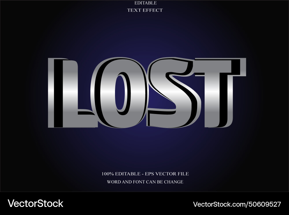 Lost editable text effect emboss Vector Image
