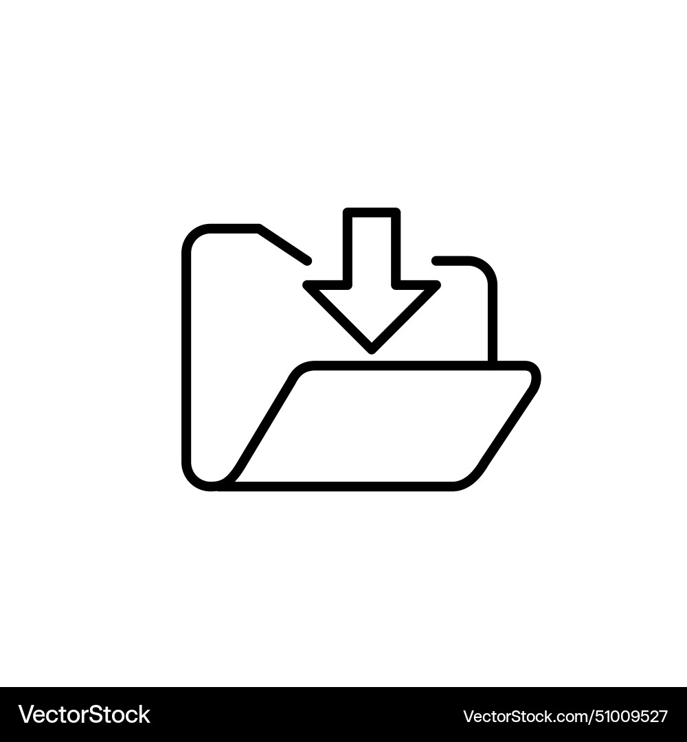 Open folder with arrow pointing down download Open folder with arrow pointing down download vector image