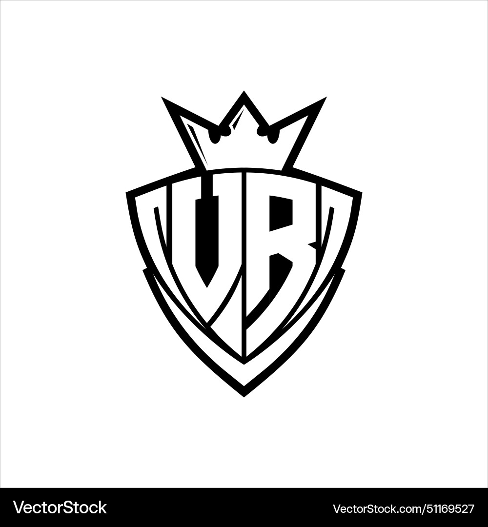 Vr letter logo with sharp triangle shield shape Vector Image