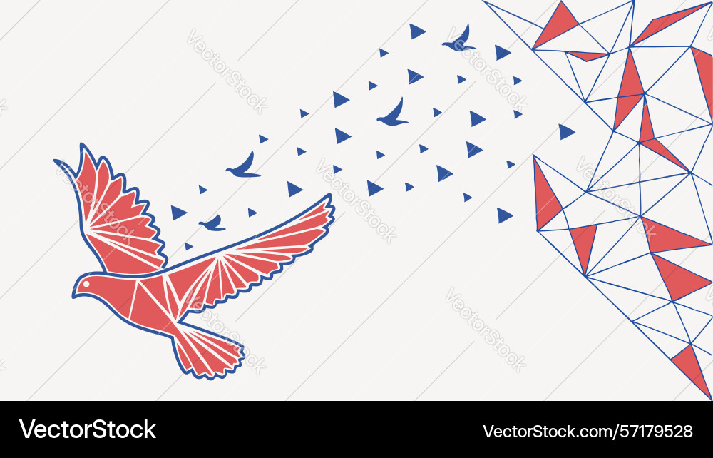 Abstract geometric bird in flight with trailing Vector Image