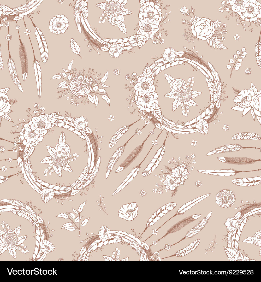Dreamcatcher Boho Pattern Vector Image