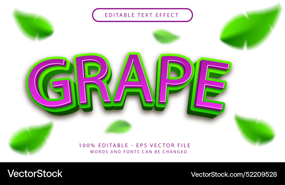 Grape 3d text effect and editable vector image