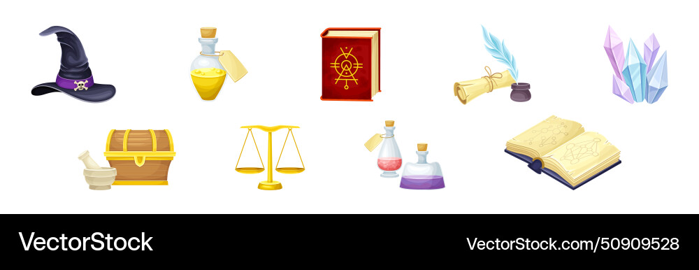 Magic object and element with witch hat flask vector image