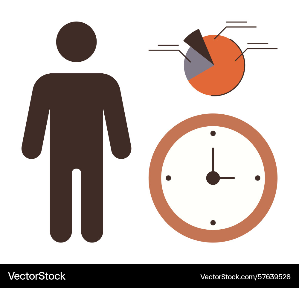 Time management and analytics concept with clock vector image