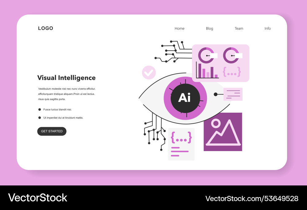 Visual intelligence web banner or landing page ai Visual intelligence web banner or landing page ai vector image