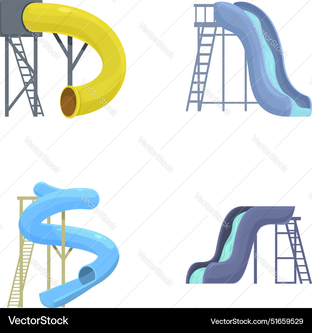 Assortment of colorful playground slides Assortment of colorful playground slides vector image