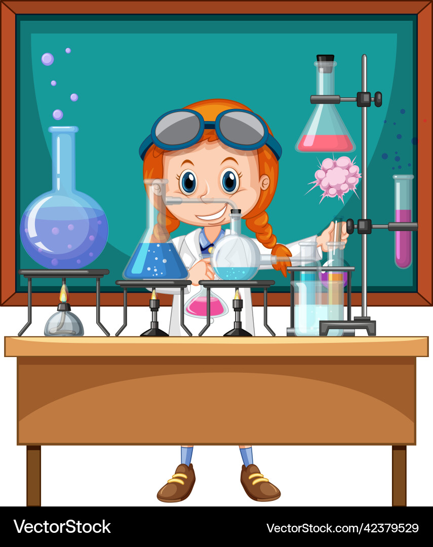 Classroom scene with scientist doing experiment vector image