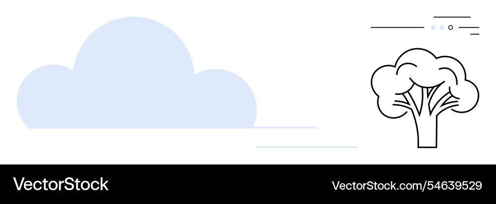 Cloud and tree line drawing with minimalist design Cloud and tree line drawing with minimalist design Vector Image