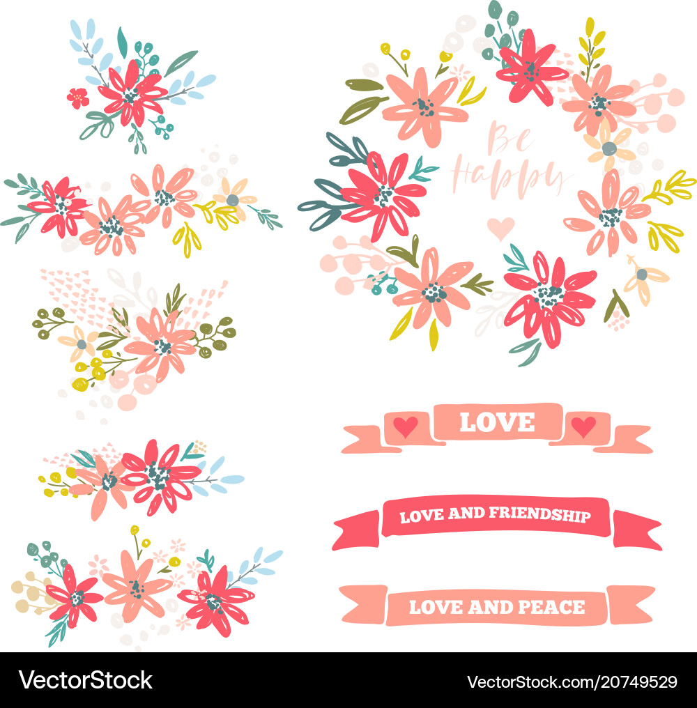 Collection of flower dividers Collection of flower dividers vector image