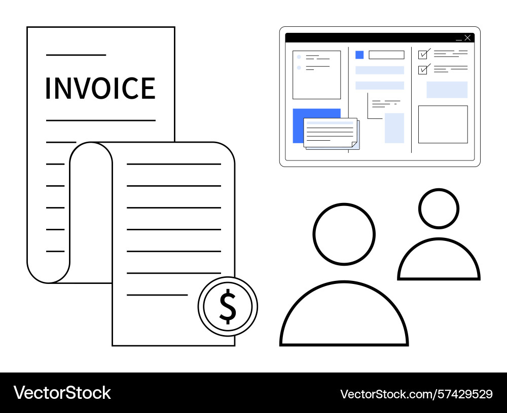 Digital invoice system and user interaction Digital invoice system and user interaction Vector Image