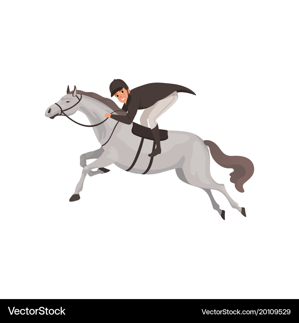Equestrian Jockey Riding Horse Vector Image