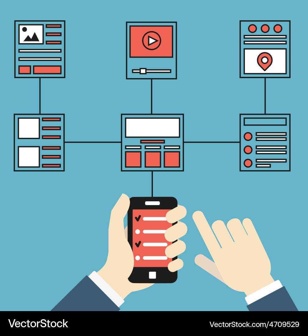 Mobile App Wireframes & Website Structures vector image
