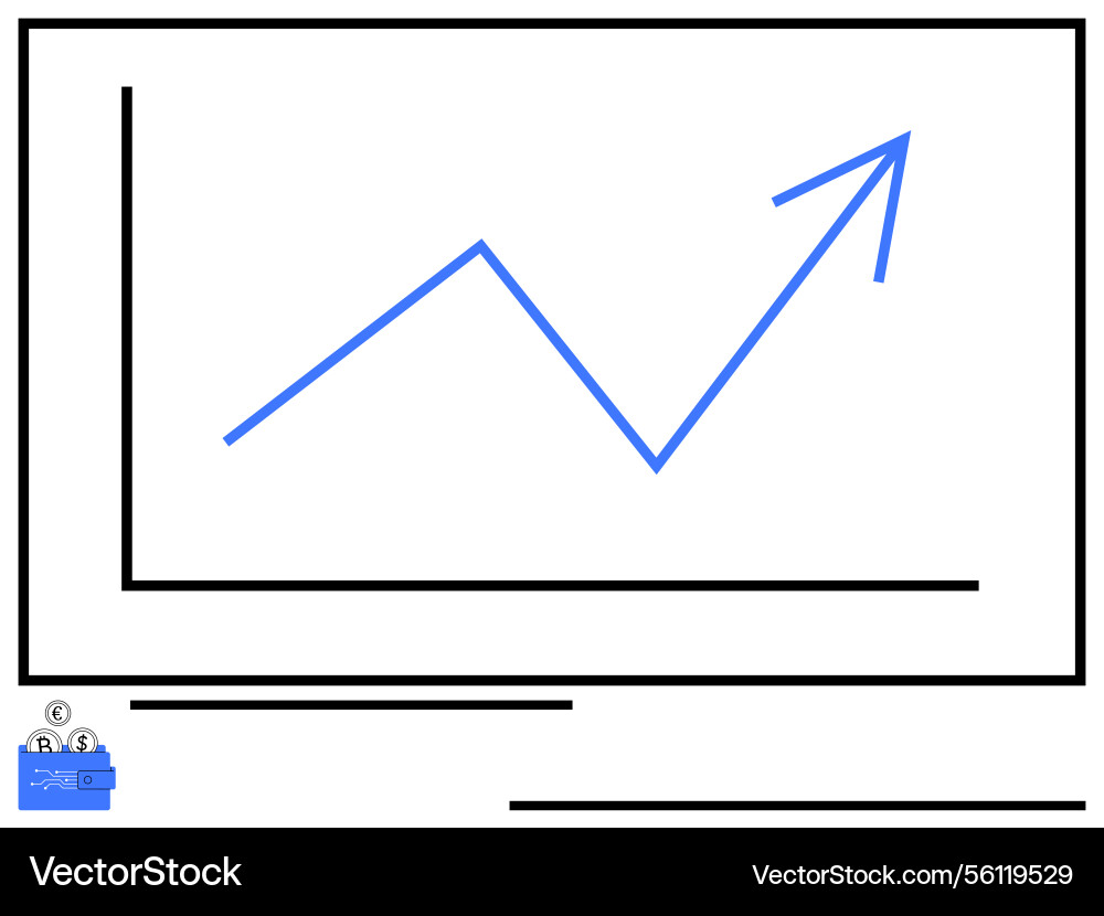 Rising arrow on line graph with secure lockbox Rising arrow on line graph with secure lockbox vector image