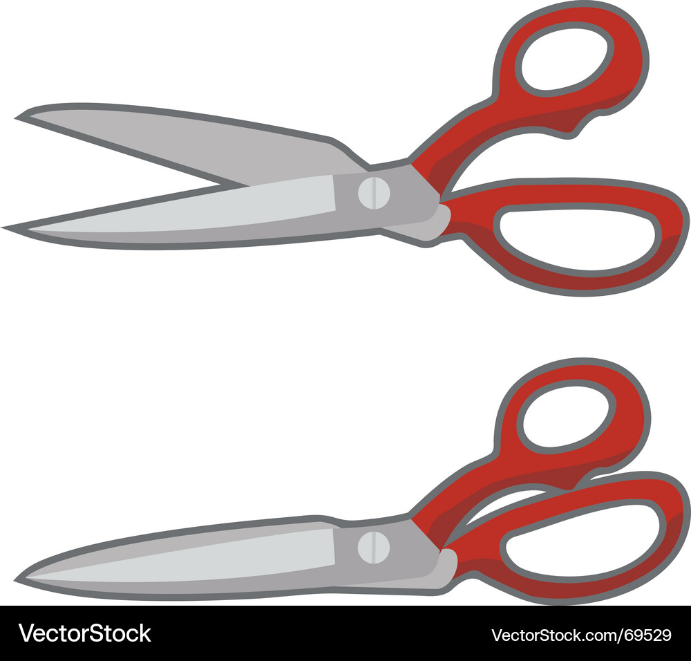 Silver Scissors - Closed Vector Image