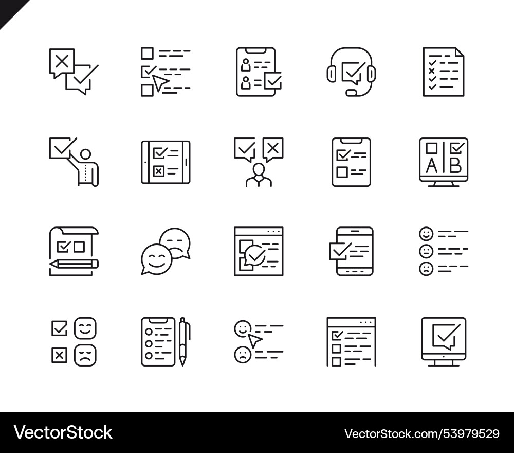 Simple set of survey related line icons linear Vector Image