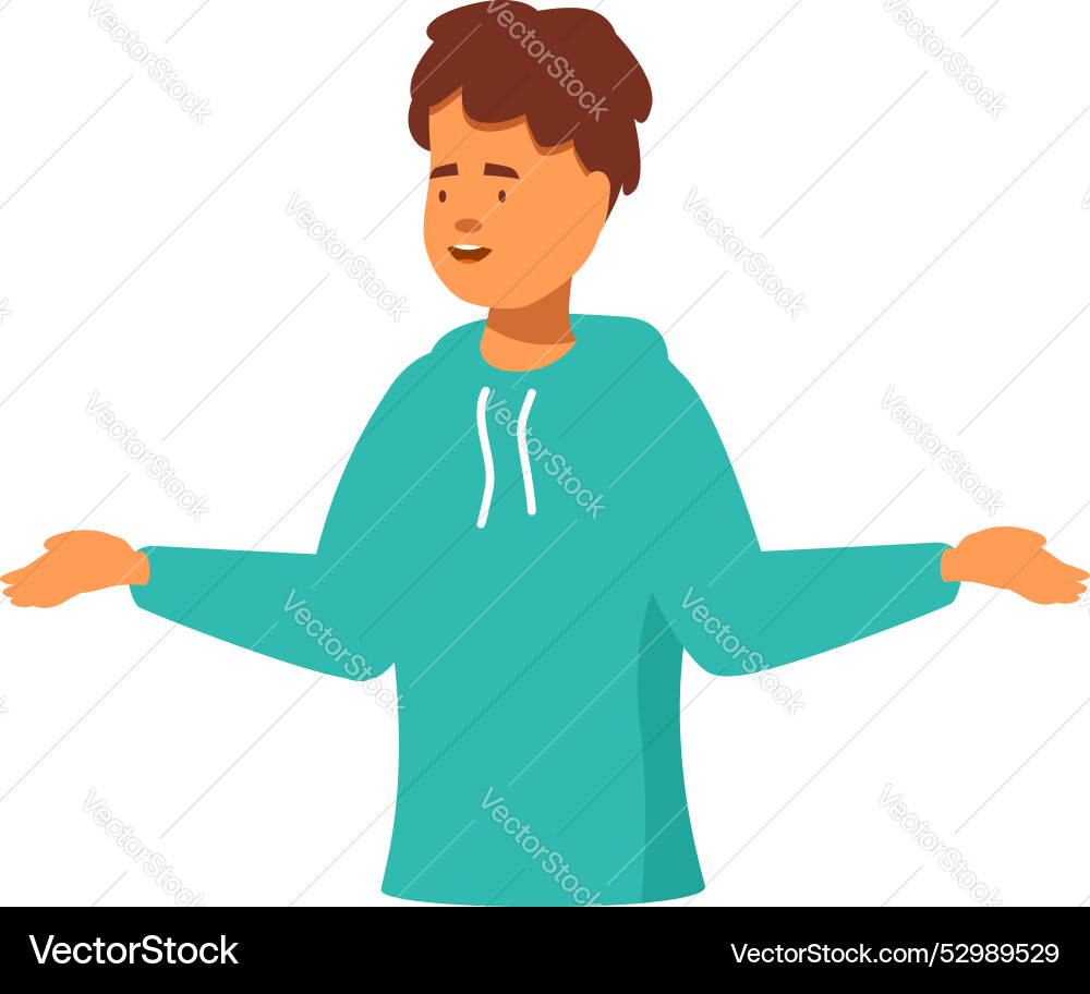 Smiling man is gesturing with his hands open Smiling man is gesturing with his hands open vector image