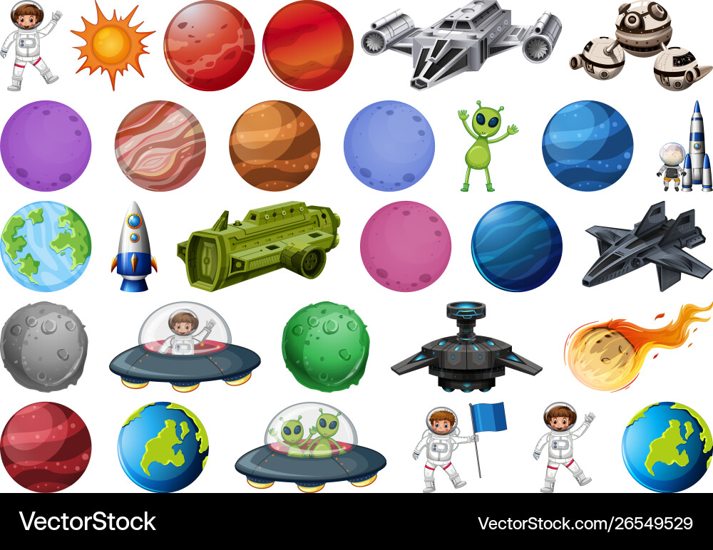 Space Planets and Objects Vector Image