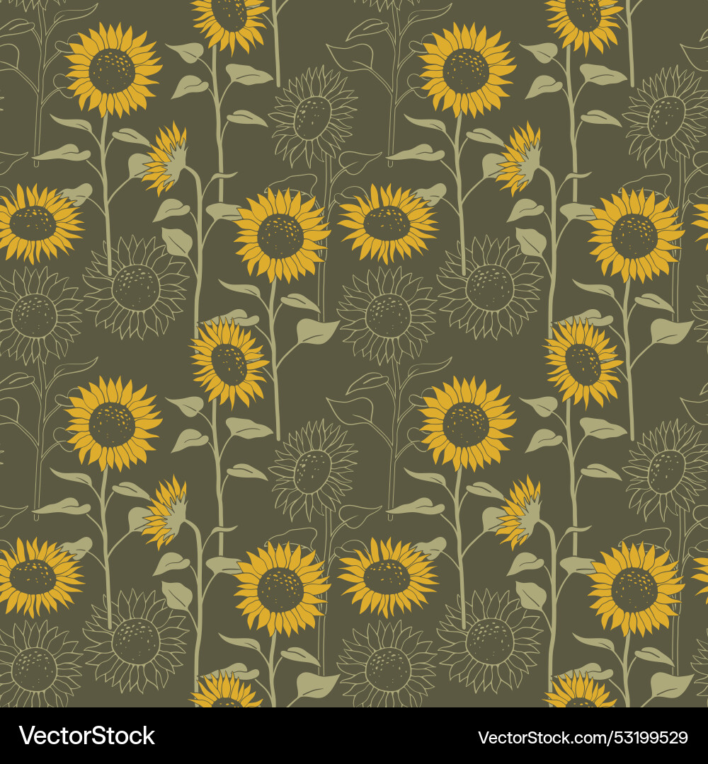 Sunflower field pattern background Sunflower field pattern background vector image