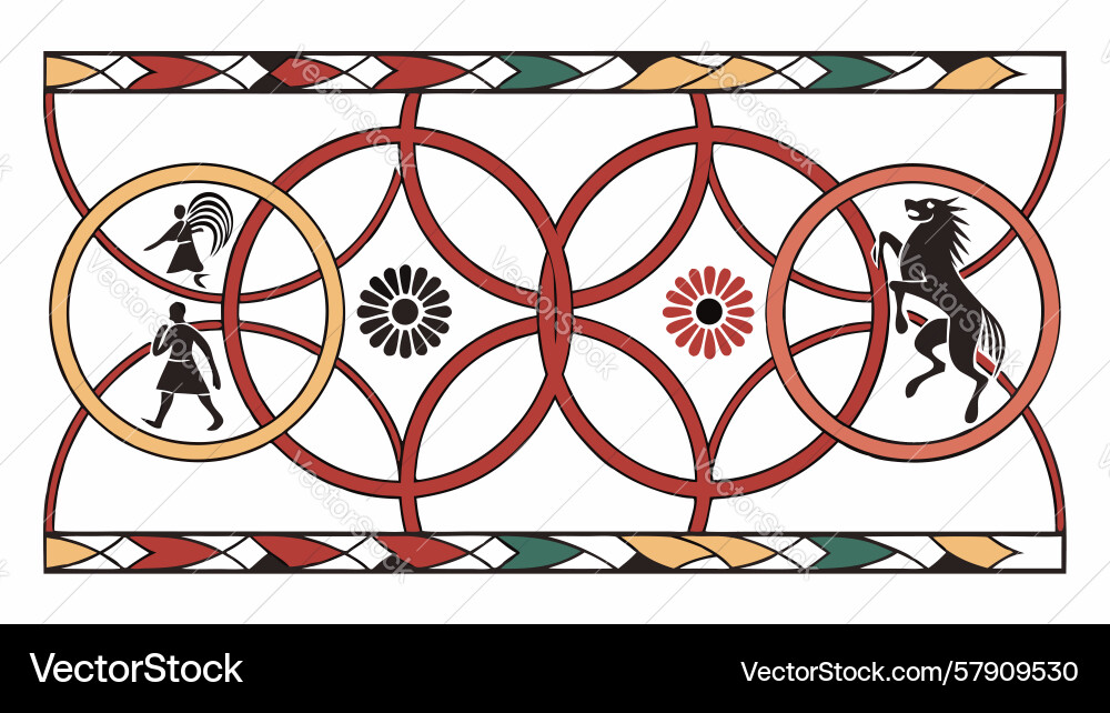 Abstract circular patterns with tribal figures Vector Image