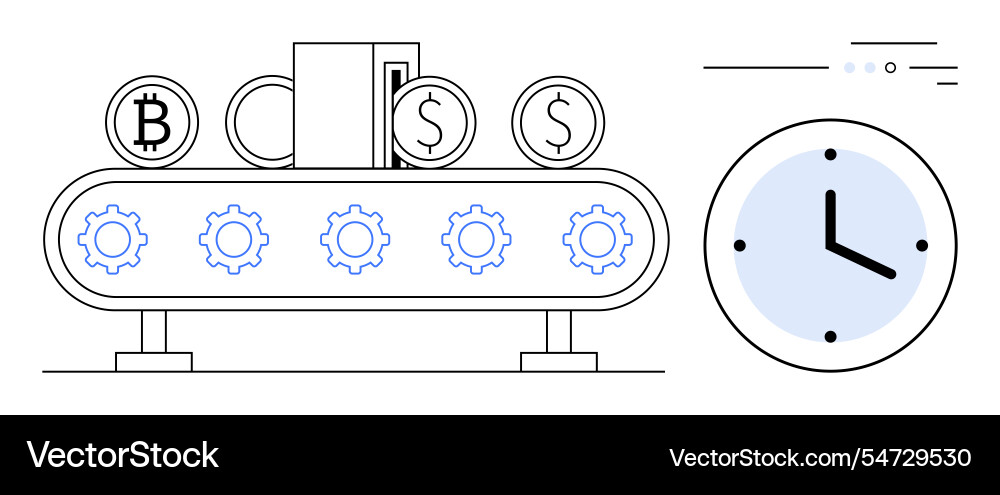Automated cryptocurrency and dollar processing Automated cryptocurrency and dollar processing Vector Image