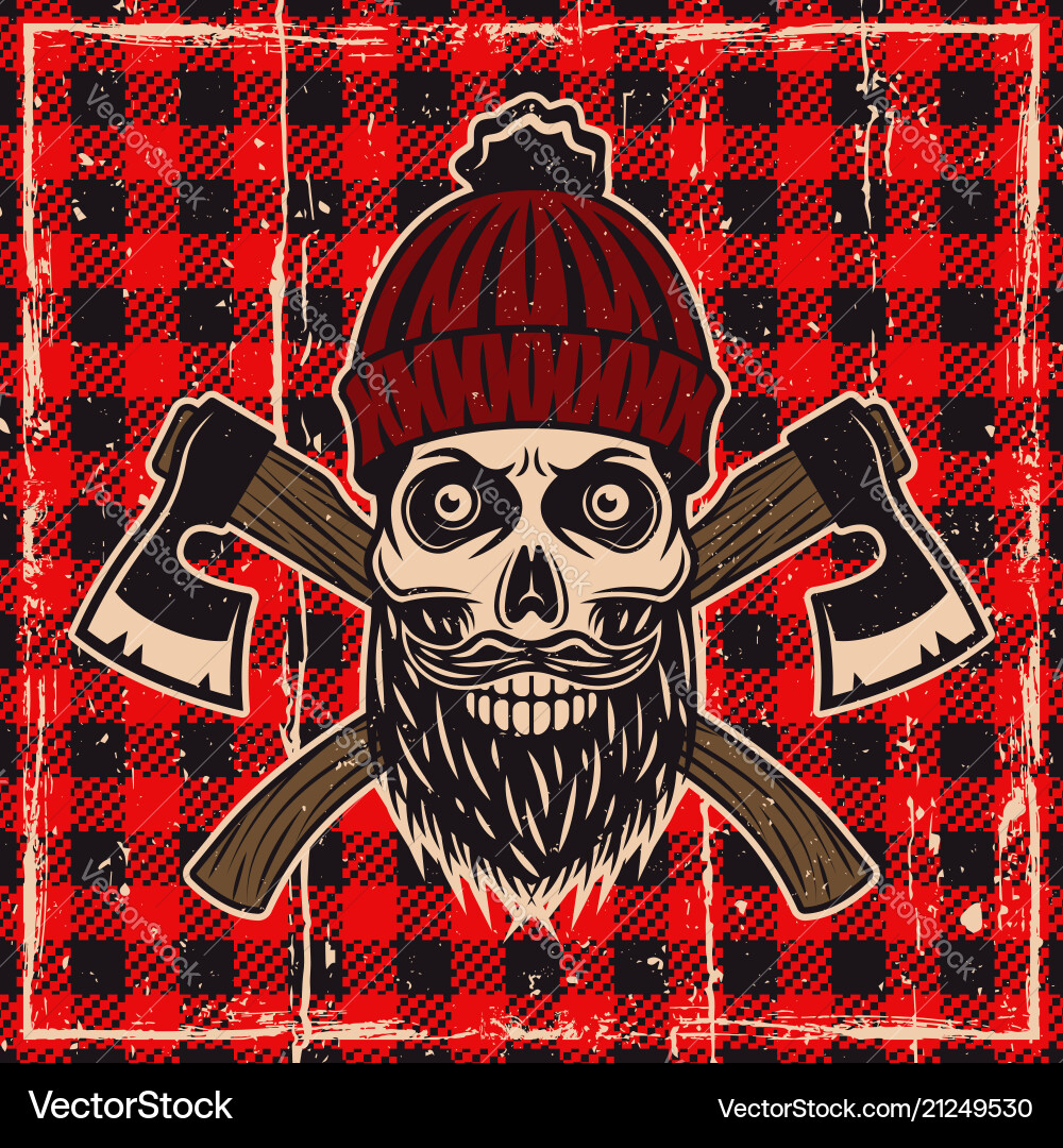 Bearded Lumberjack Skull Vector Image