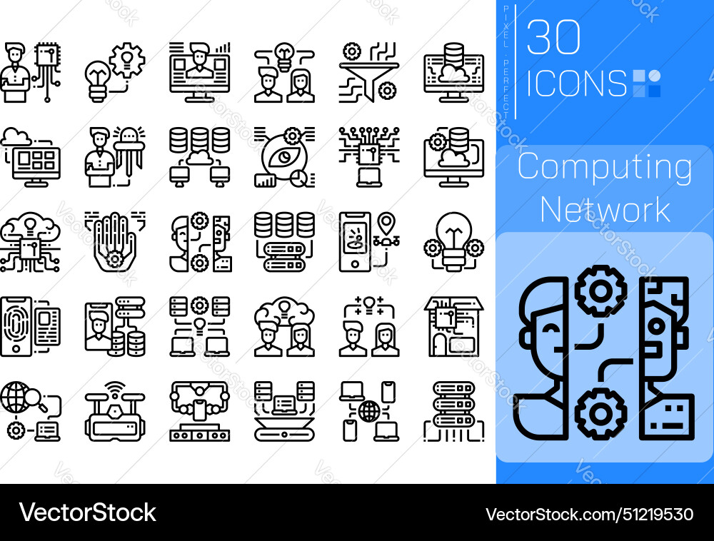 Computing network outline set 2 Vector Image