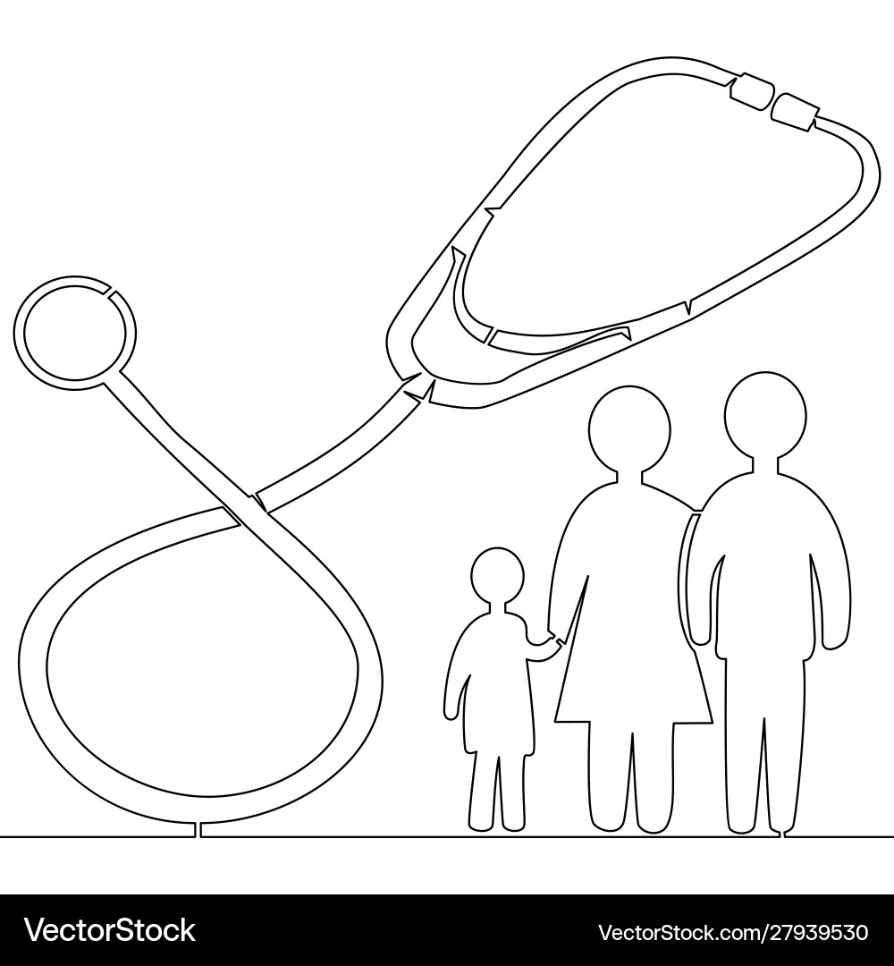 Continuous line drawing pediatric clinic concept Continuous line drawing pediatric clinic concept vector image