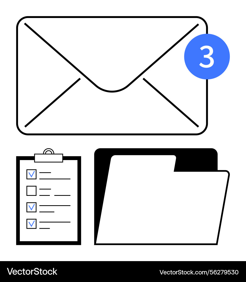 Email notification with checklist and folder Email notification with checklist and folder vector image