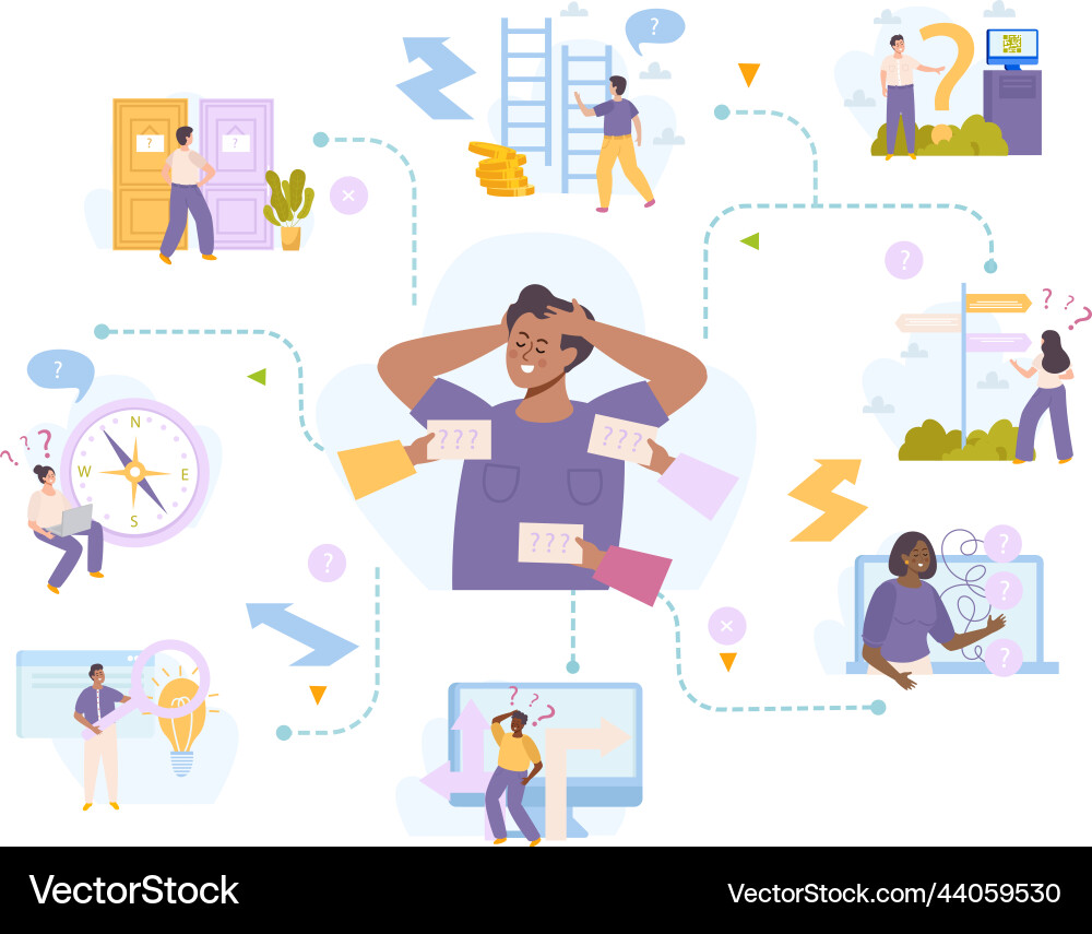 Future Career Search Flat Composition Royalty Free Vector