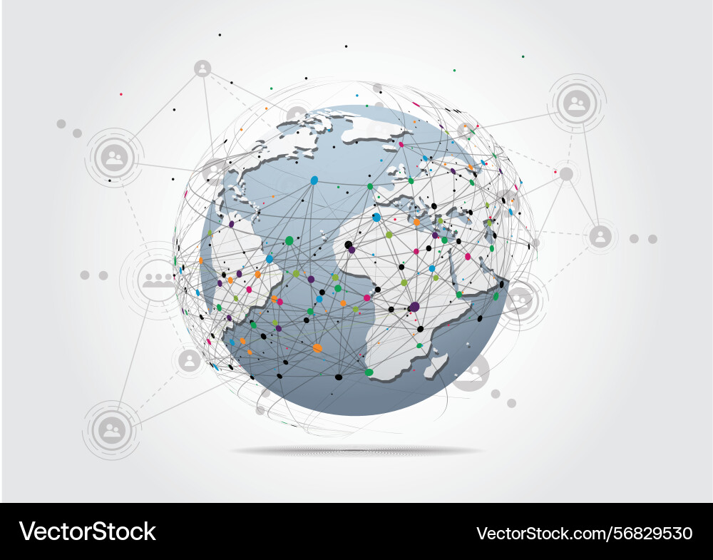 Global network connection world map point Global network connection world map point vector image