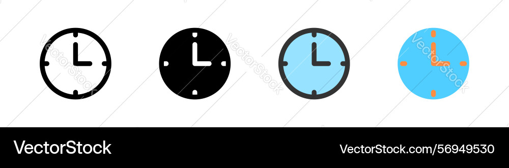 Icon set for time perfect clocks scheduling Vector Image