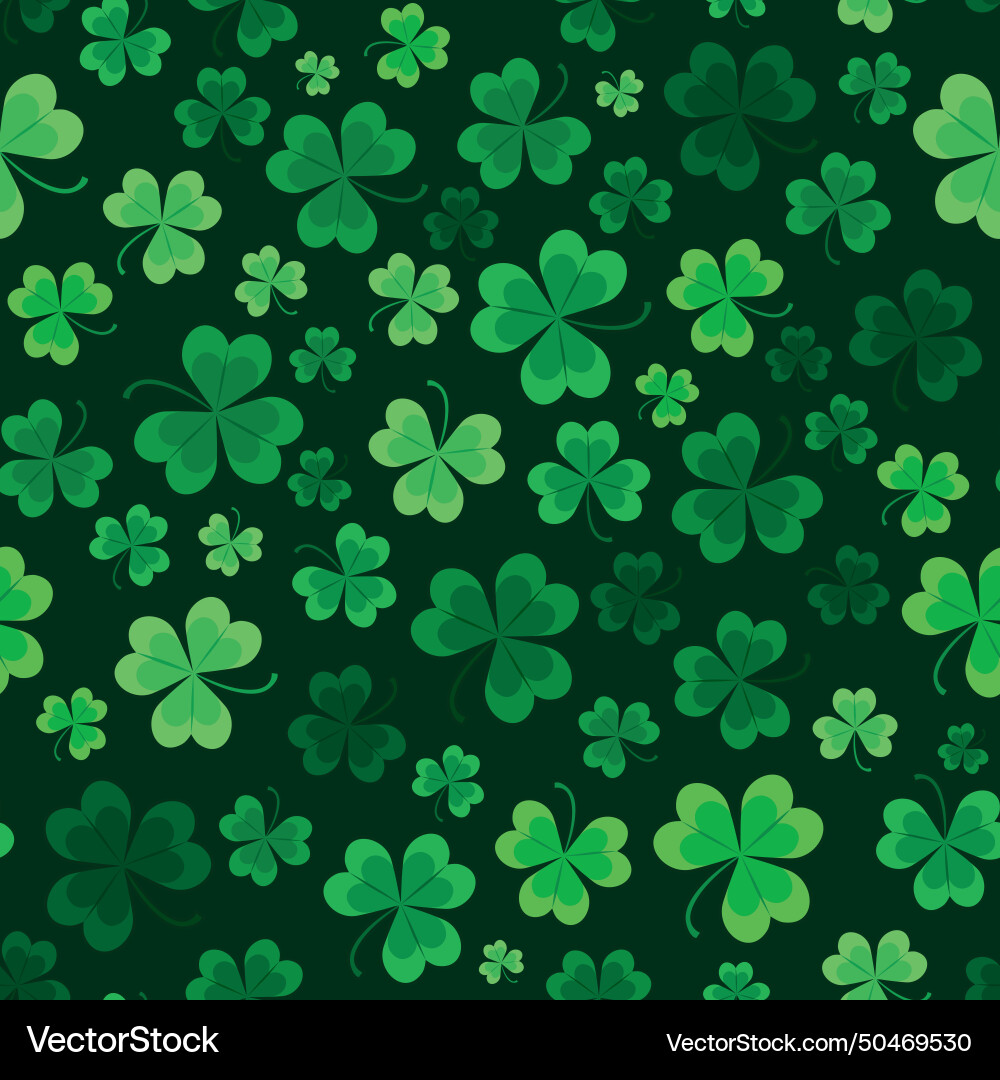 Pattern with clover on a dark background Vector Image