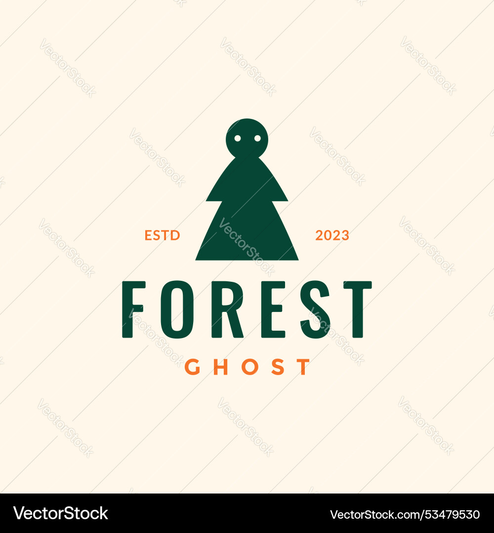 Pine tree ghost forest mascot character simple vector image