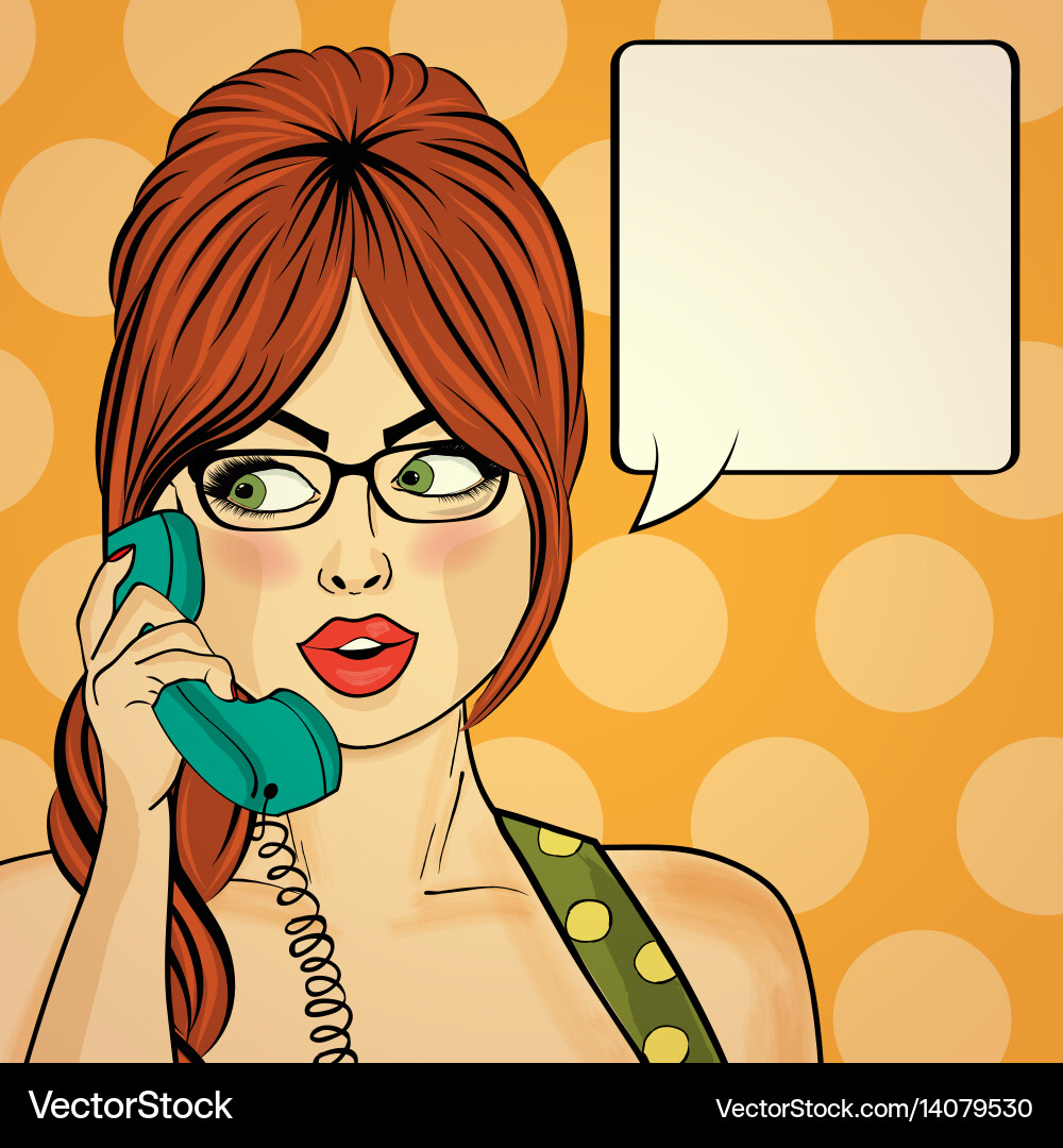Retro Pop Art Woman on Phone Vector Image