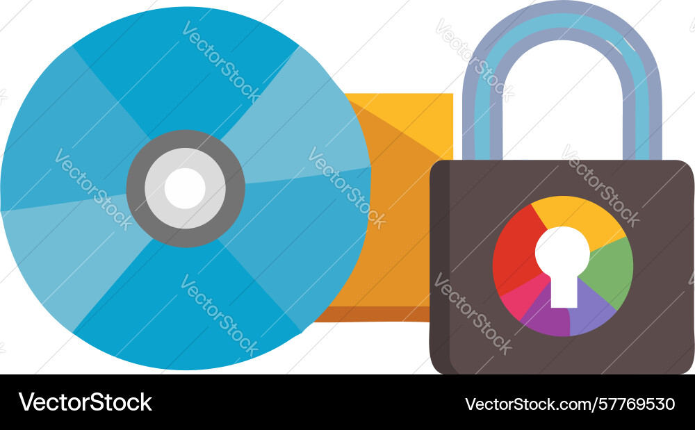 Secure data disc protected digital information Vector Image