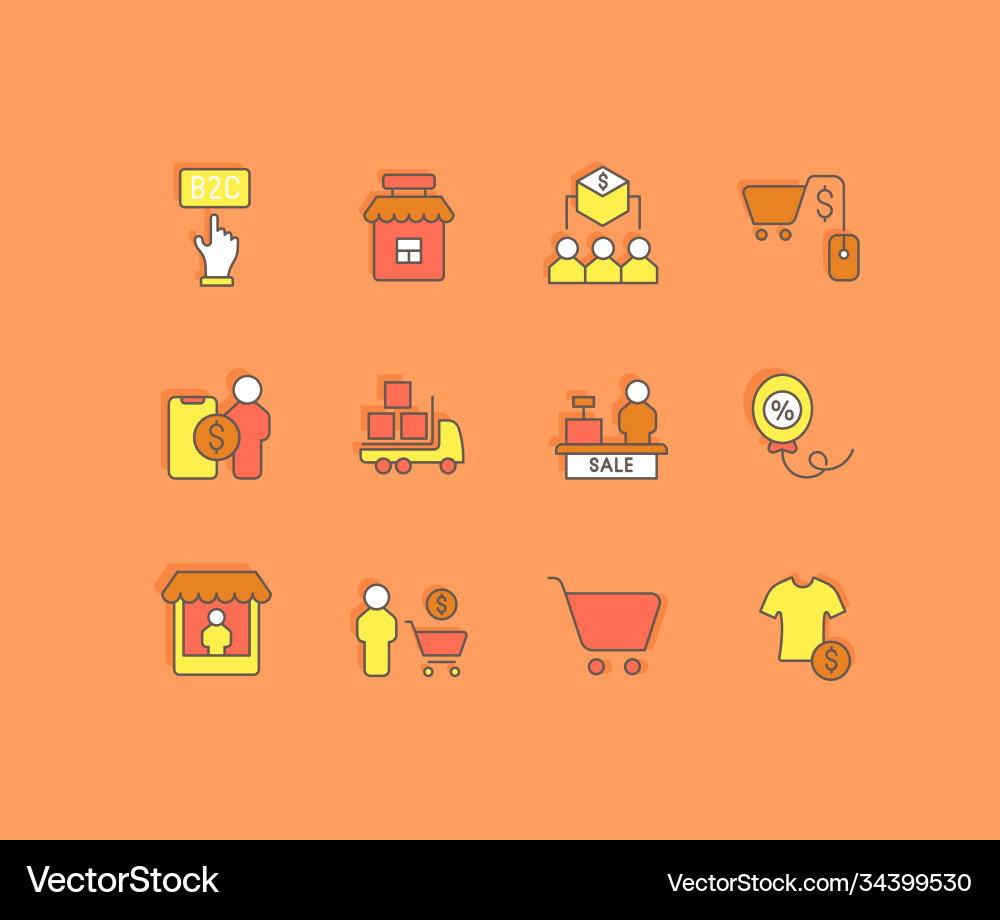 Set simple line icons b2c Set simple line icons b2c vector image