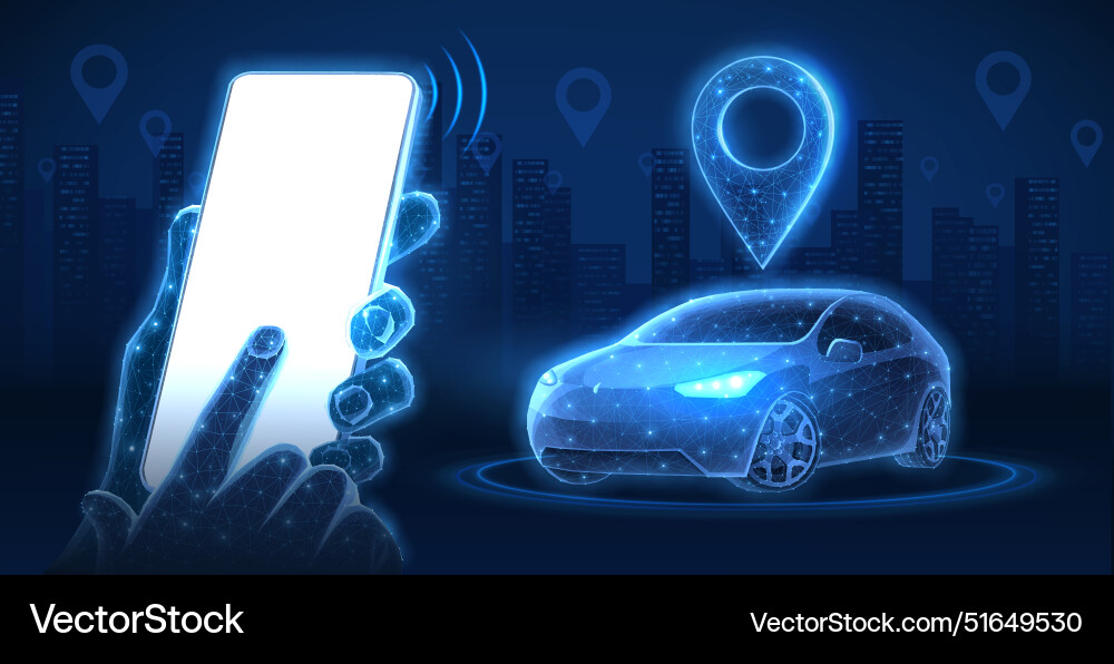 Telefon in Händen mit leerem Bildschirm und digitalem Auto Telefon in Händen mit leerem Bildschirm und digitalem Auto vektorbild