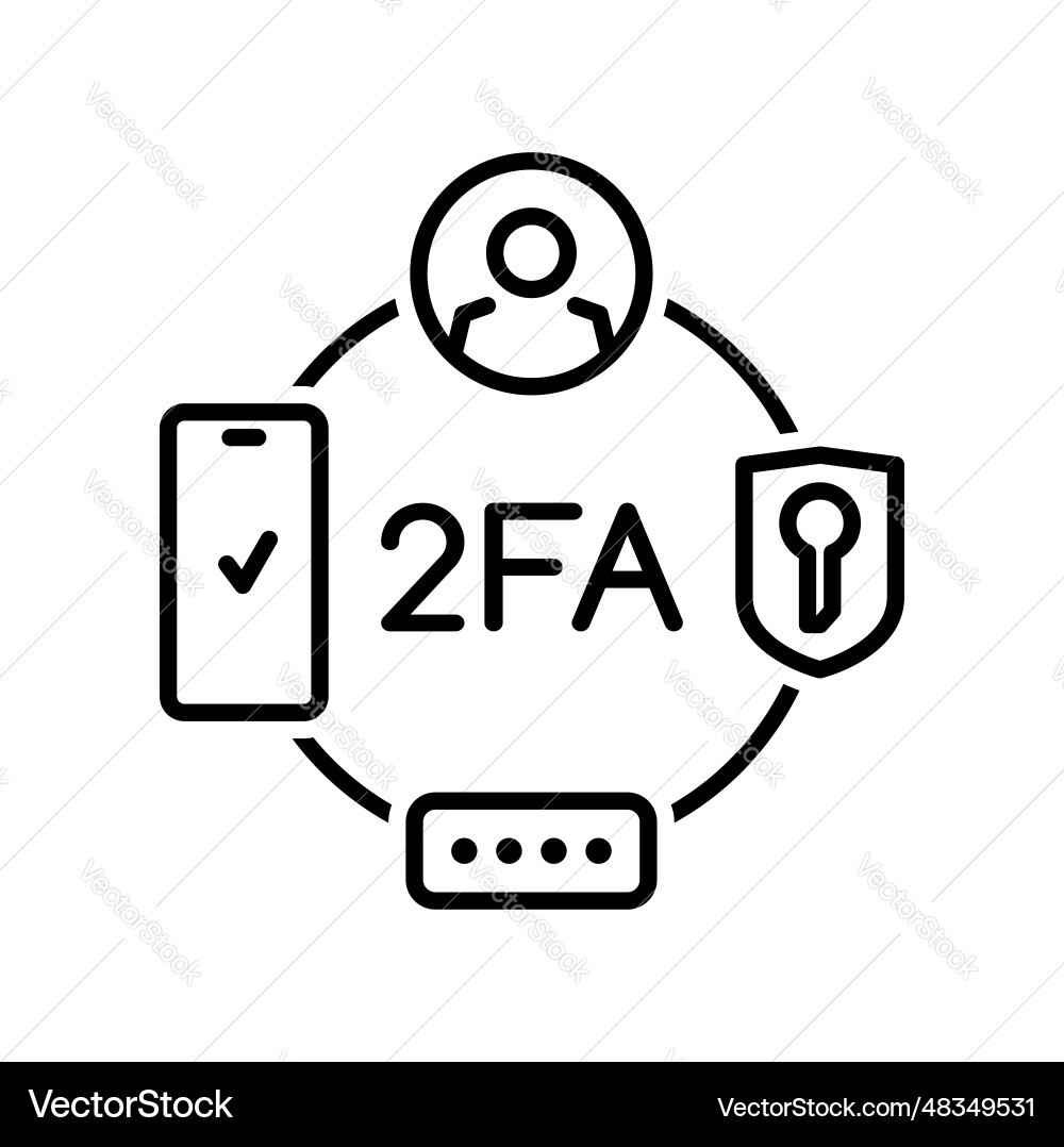 2fa icon two factor verification by mobile phone 2fa icon two factor verification by mobile phone vector image