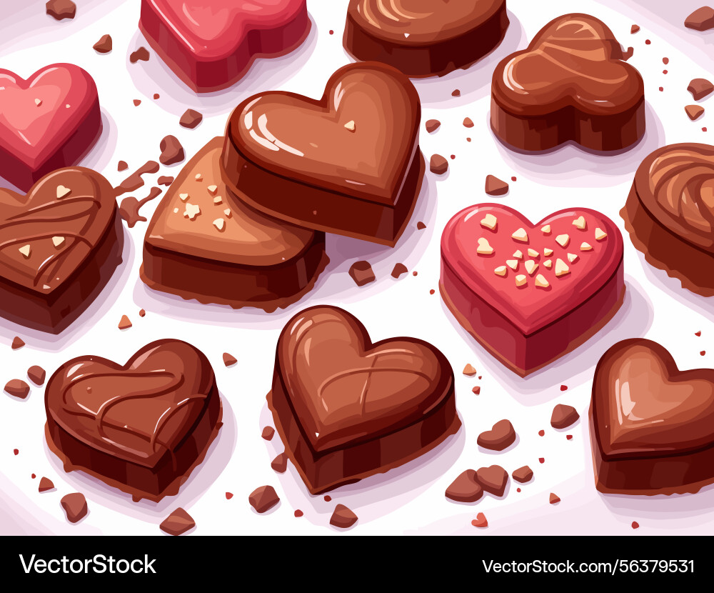 Ai-generated heart shaped chocolates creating a vector image