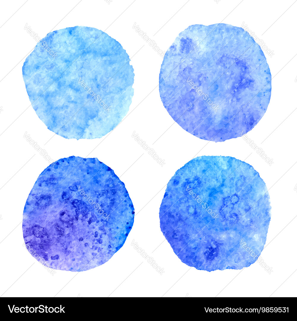 Dark Blue Watercolor Paint Splatter Set Vector Image