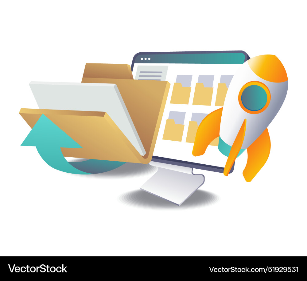 Launching computer data information flat Vector Image