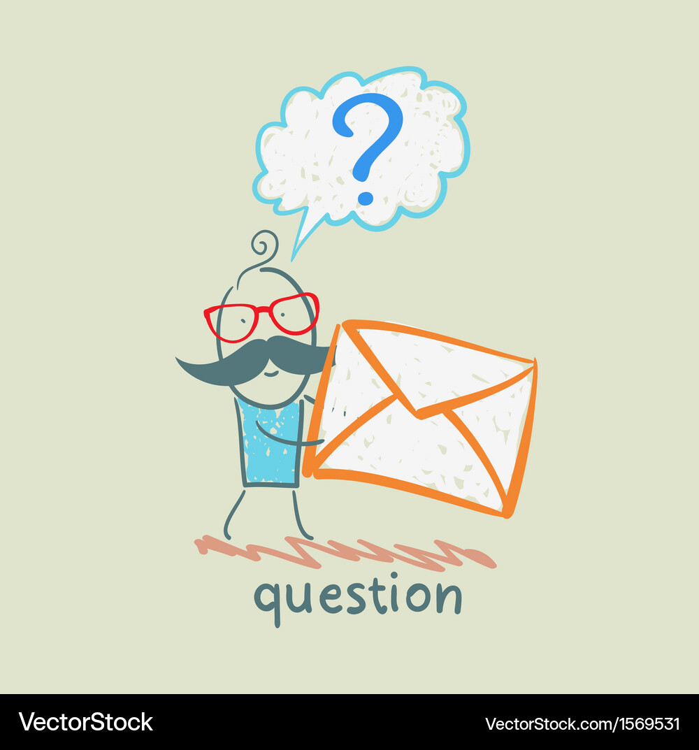 Man with a question mark holds an envelope Vector Image