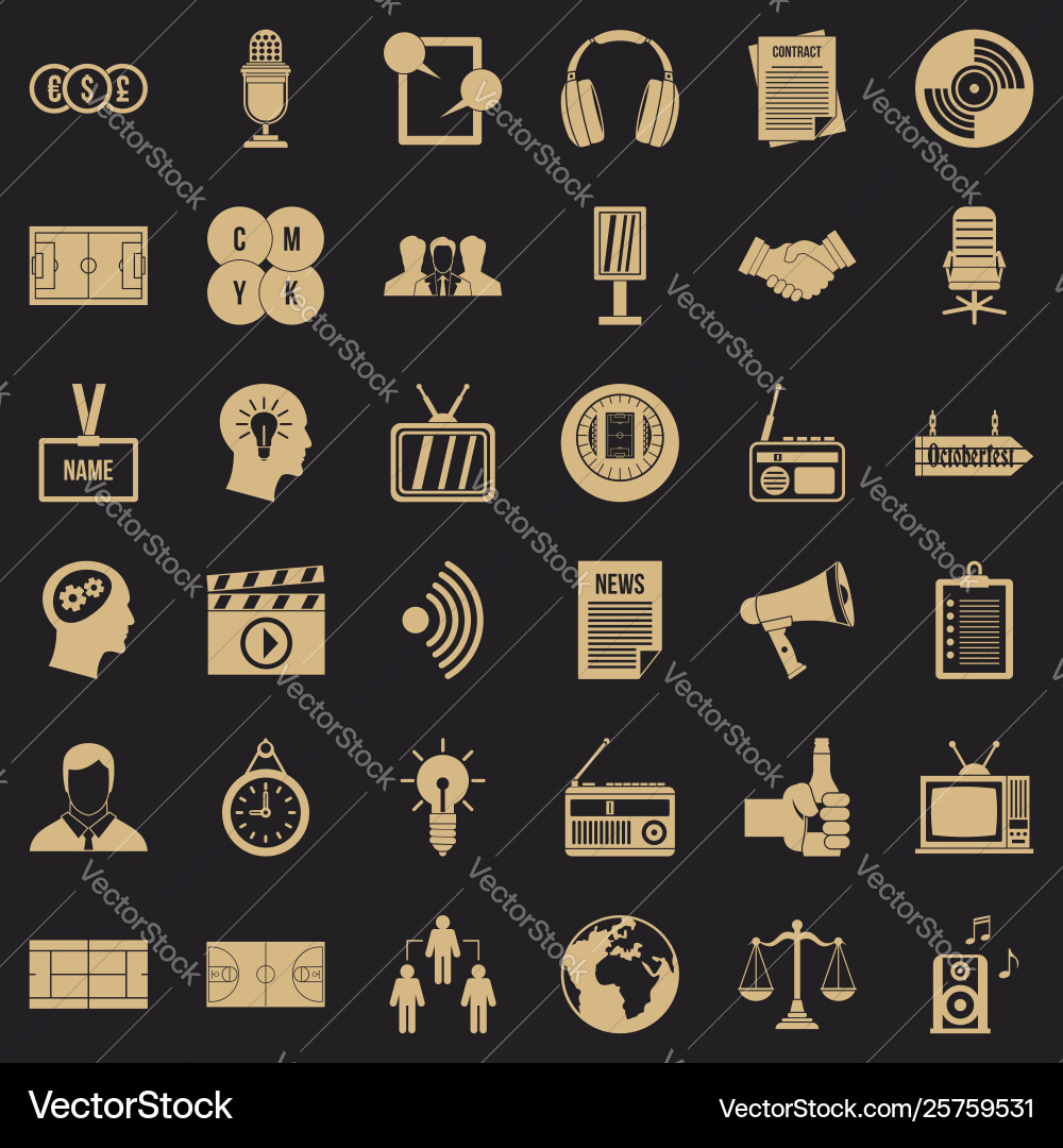 Multimedia means icons set simple style Vector Image
